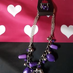 Purple Stone Paparazzi  necklace an earrings set